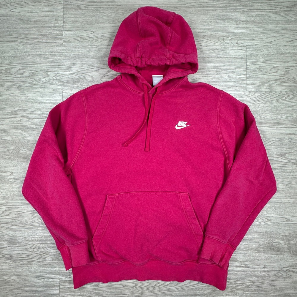 Nike Mens Hoodie Pullover‎ Club Fleece Pink Large Embroidered Logo